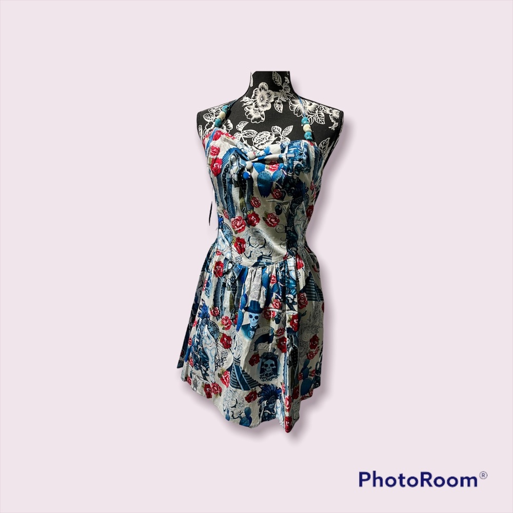 Halter aztec print short dress